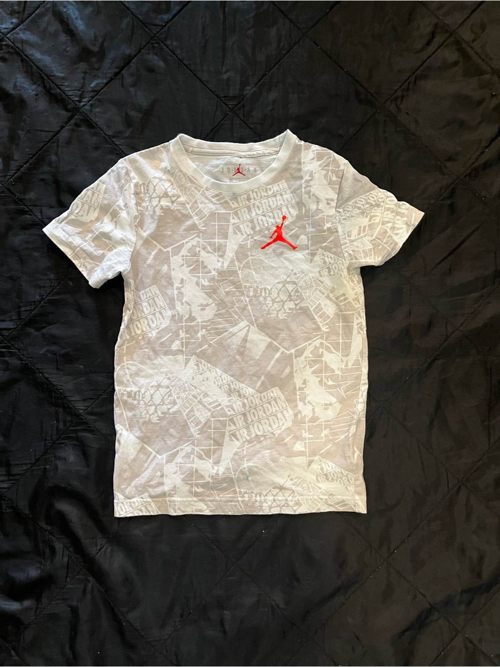Jordan White Short-Sleeve Tee with Red Jumpman